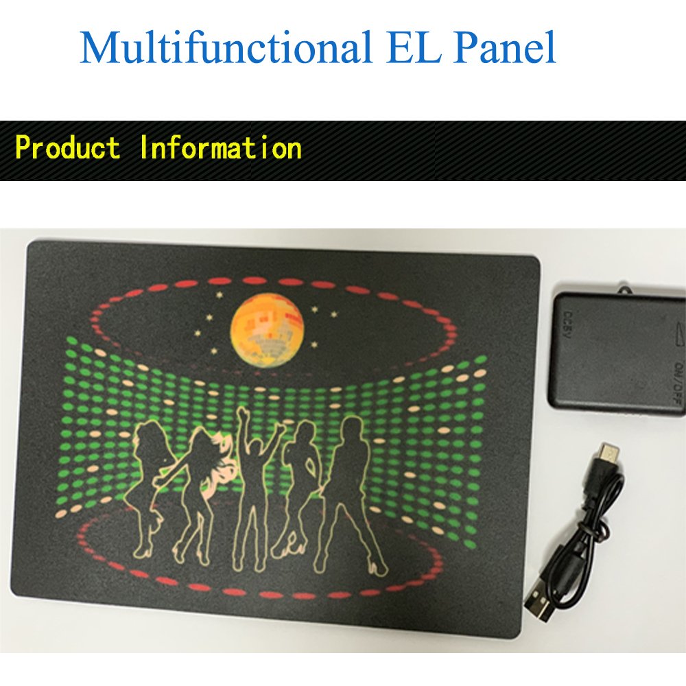 Wireless Multifunctional Charageable lithium Battery Led Panel EL Flashing panel EL Light panel with USB cable