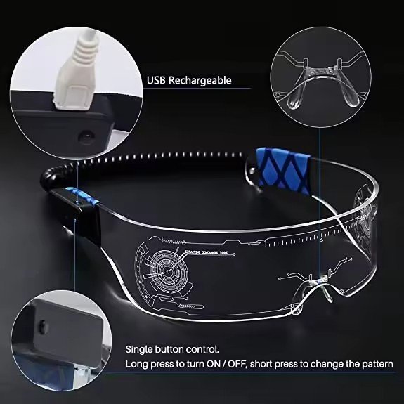 Nicro Creative Neon Party Supplies Led Glasses El Wire Concert Festival Carnival Cheer Up Prop Luminous Led Light Glasses