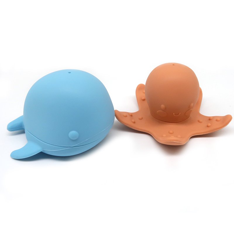 New Design Baby Products Children Toys Cute Whale Octopus Shape Silicone Baby Bath Toys Set for Kids Gift Sets