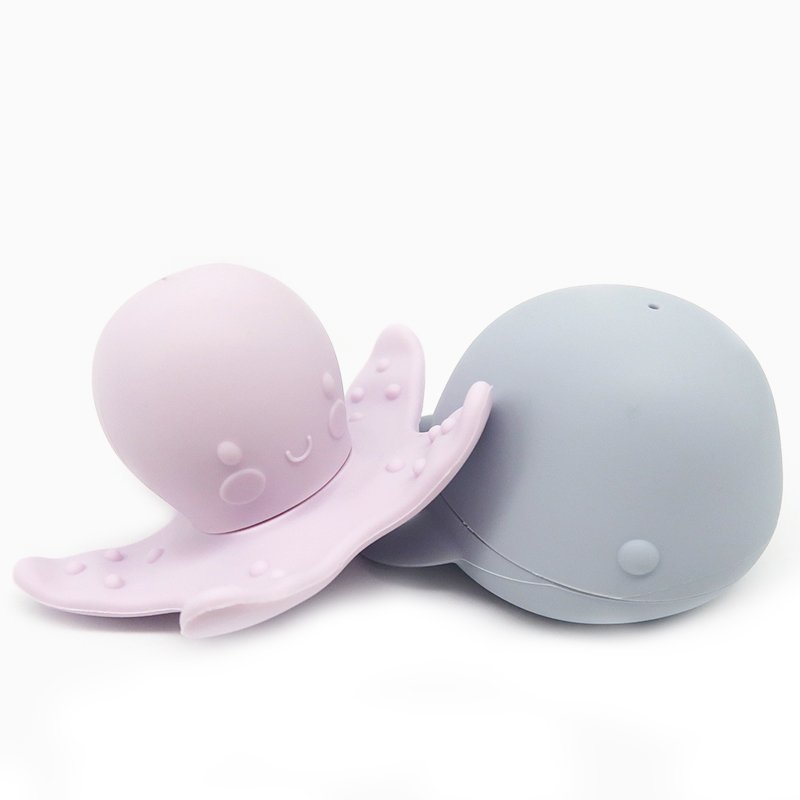 New Design Baby Products Children Toys Cute Whale Octopus Shape Silicone Baby Bath Toys Set for Kids Gift Sets