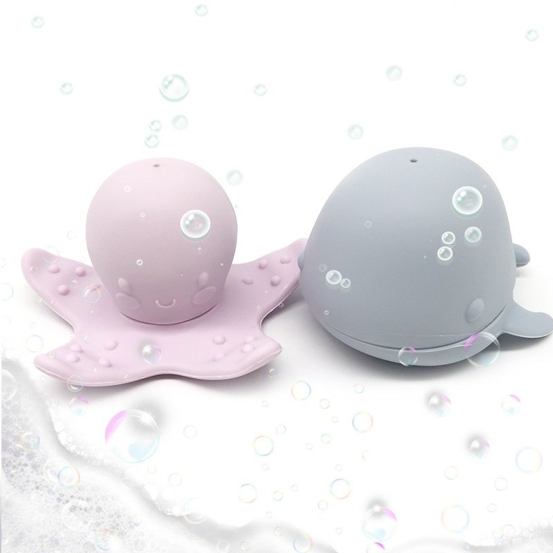 New Design Baby Products Children Toys Cute Whale Octopus Shape Silicone Baby Bath Toys Set for Kids Gift Sets