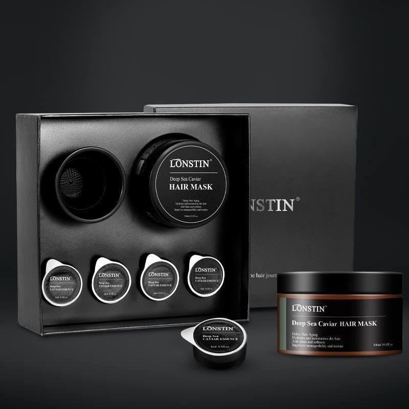 Black Deep Sea Caviar Extract Luxury Hair Care Set Masque Protein Essence Repair Caviar Hair Treatment