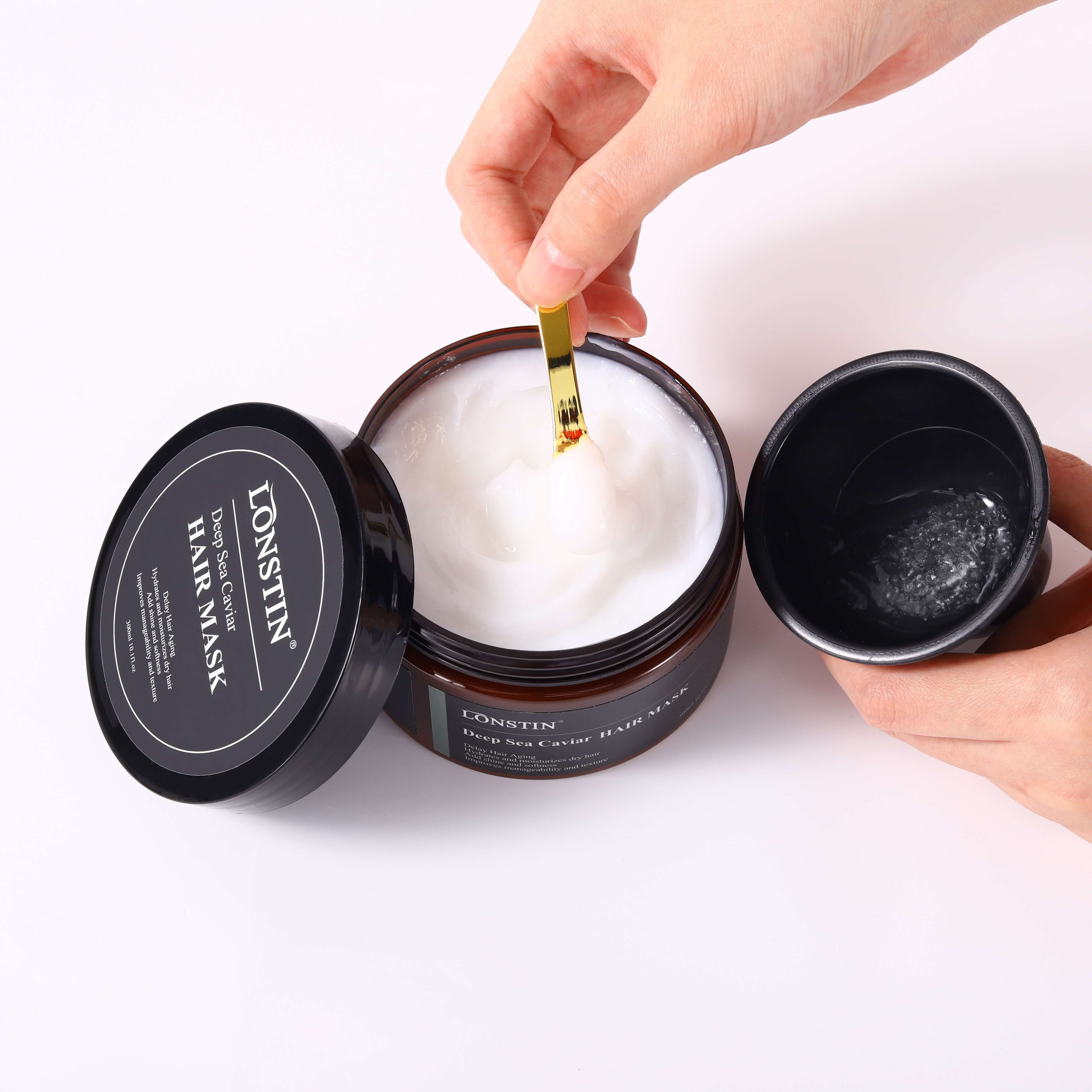 Black Deep Sea Caviar Extract Luxury Hair Care Set Masque Protein Essence Repair Caviar Hair Treatment