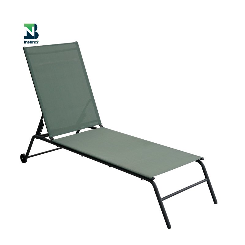 INSTNCT garden comfortable iron plastic teslin fabric beach lounger with wheel