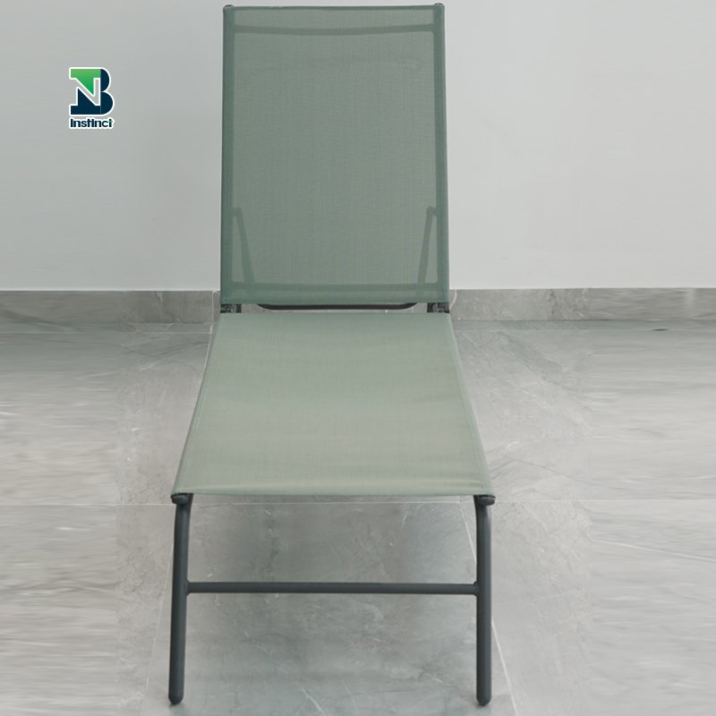 INSTNCT garden comfortable iron plastic teslin fabric beach lounger with wheel