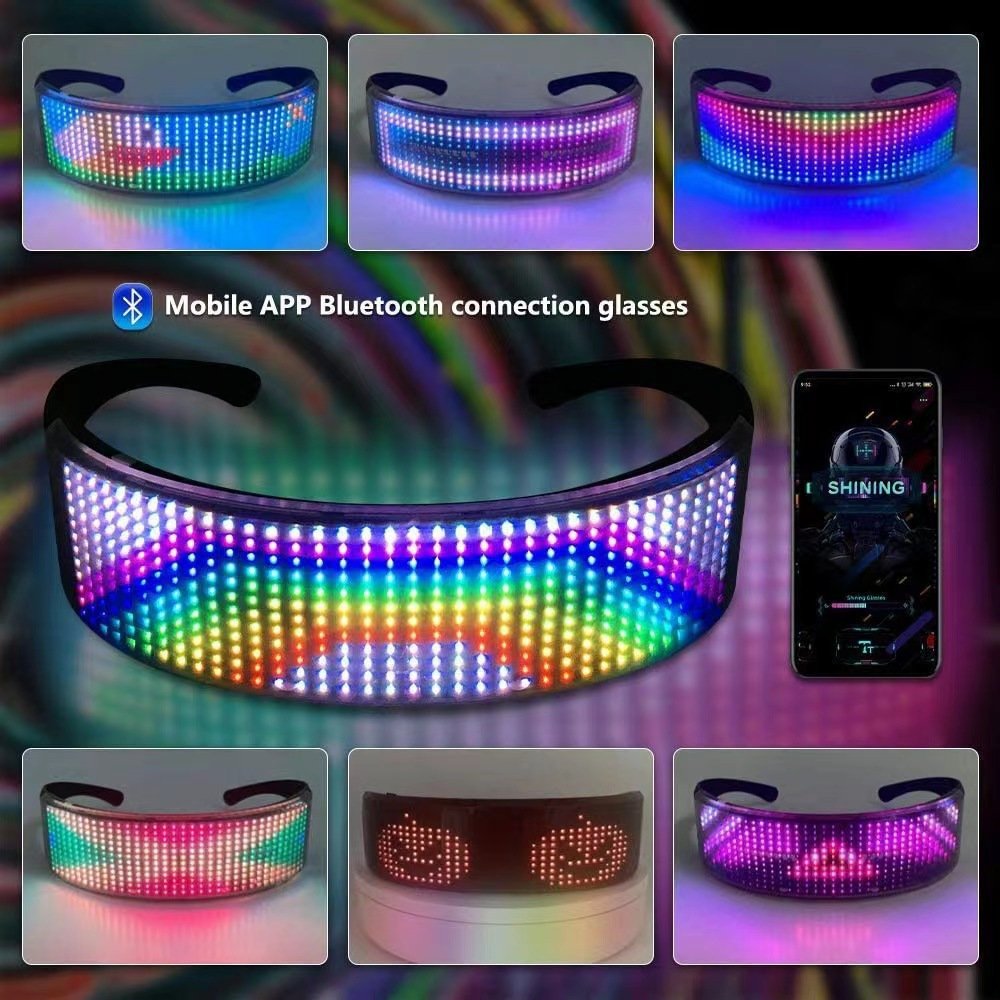 Wholesale patented product Bluetooth LED Shinning Glasses full colors APP control changing shades LED glasses