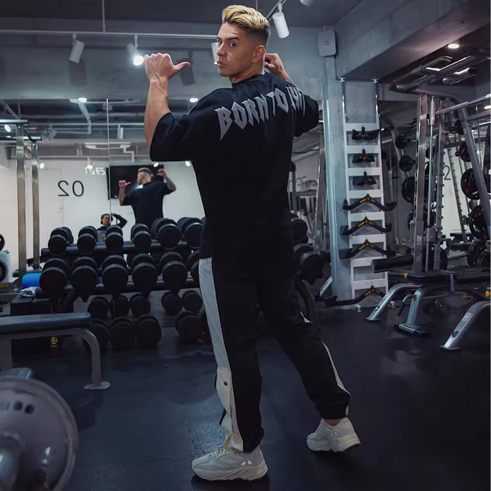 high quality heavyweight oversized drop shoulder athletic t shirt cropped gym sport puff print t shirt for men custom wording