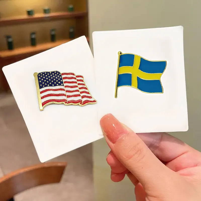 Pin Custom Soft Design Your Own Logo Gift Personalizado World Country Friendship Metal Badges Enamel National Day Flag Pin