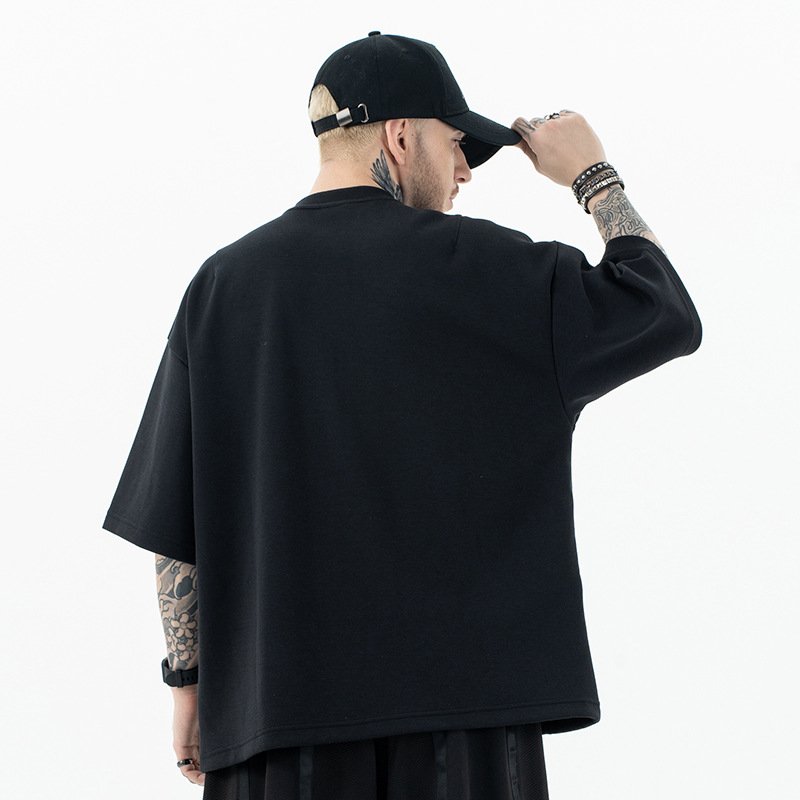 custom wholesale high quality crew-neck zip up Thickened Solid color t-shirt summer short-sleeve for man