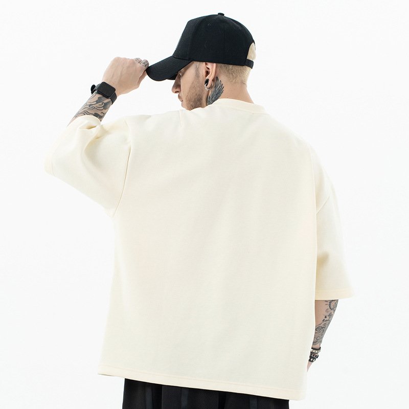 custom wholesale high quality crew-neck zip up Thickened Solid color t-shirt summer short-sleeve for man