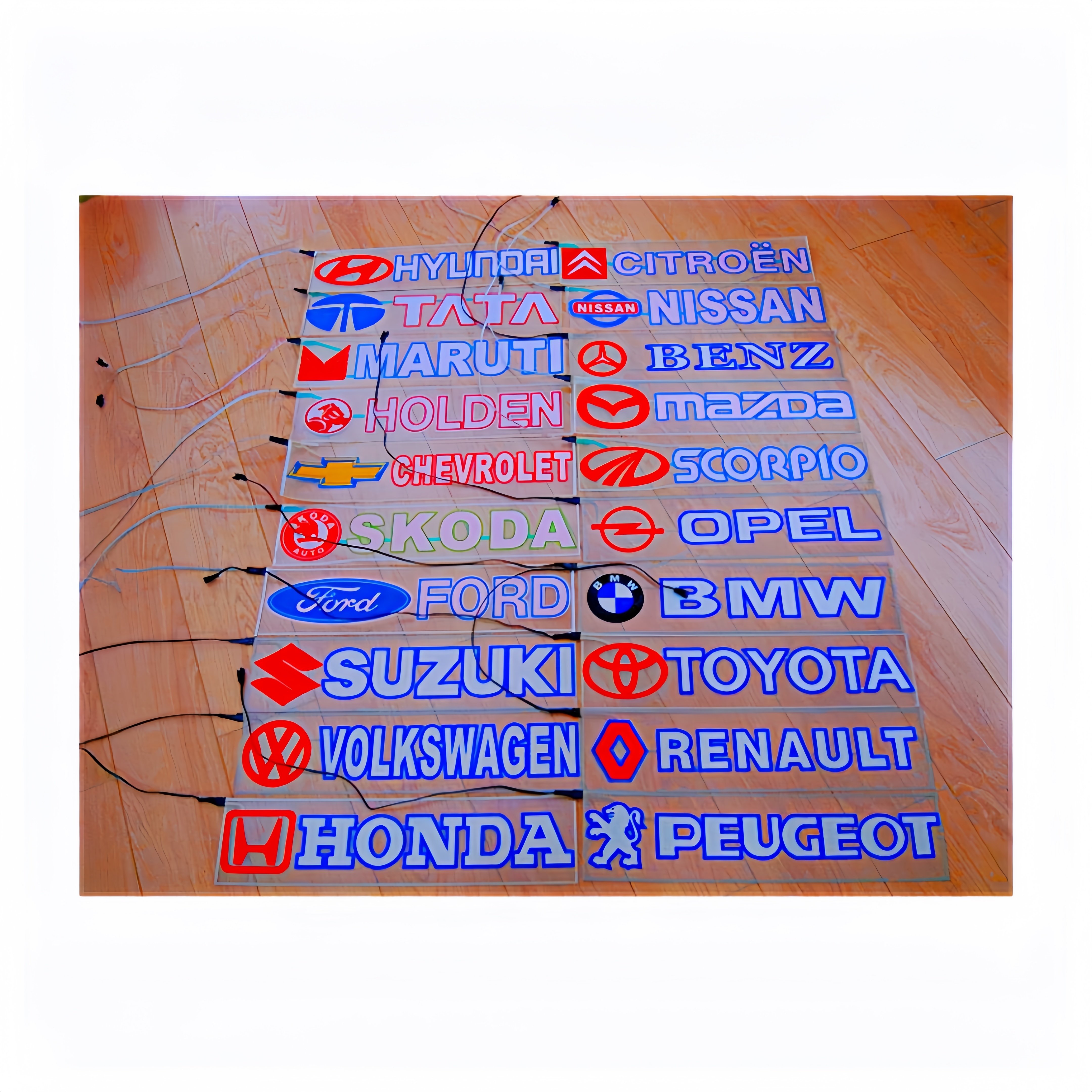 PYL-EL-A9090 Flexible transparent background DC12V brake flash SKODA 400mm X100mm EL car sticker for car windshield