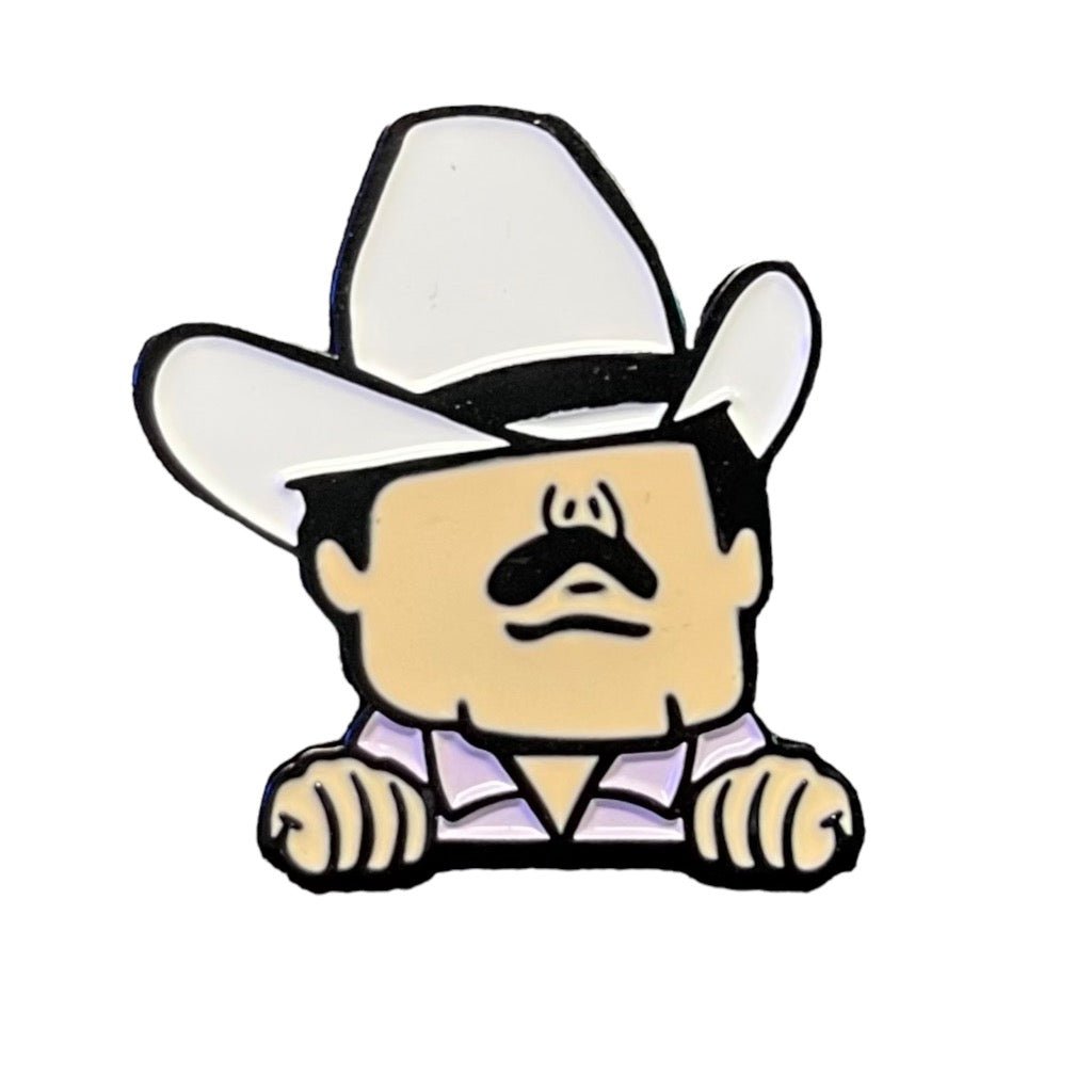 Wholesale Custom Logo El Chapo Mexican Metal Enamel Lapel Pin Mens Cowboy Hat Baseball Hat Pin Charms For Hat