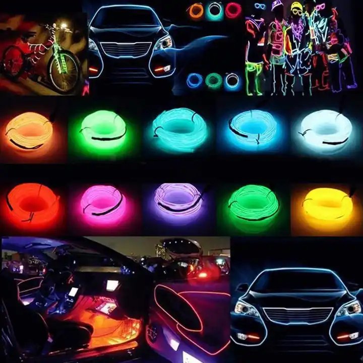 USB Neon Wire 5M Universe CLS Model 12V LED Interior Strip Light Car Ambient Lighting Sewing Edge Decoration EL Wire Lights