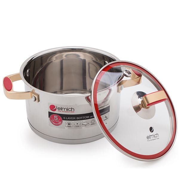 High quality stainless steel 304 pots set Elmich red velvet EL- 3988 size 16, 18, 20, 24