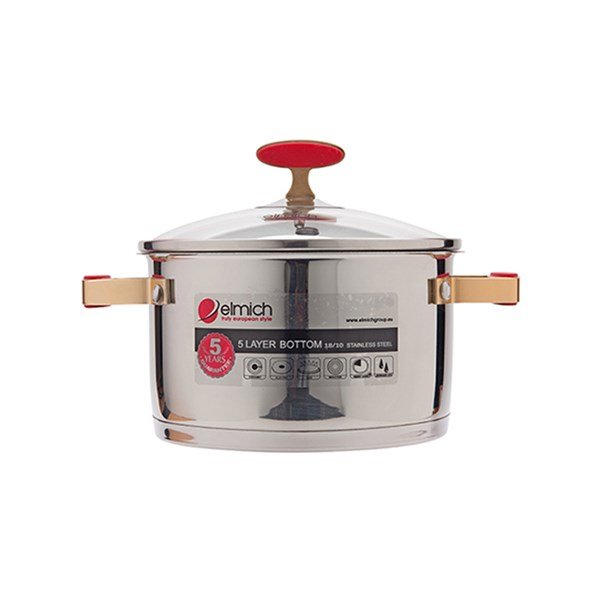 High quality stainless steel 304 pots set Elmich red velvet EL- 3988 size 16, 18, 20, 24