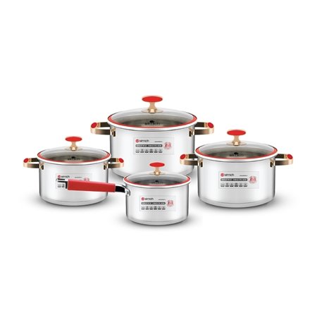 High quality stainless steel 304 pots set Elmich red velvet EL- 3988 size 16, 18, 20, 24