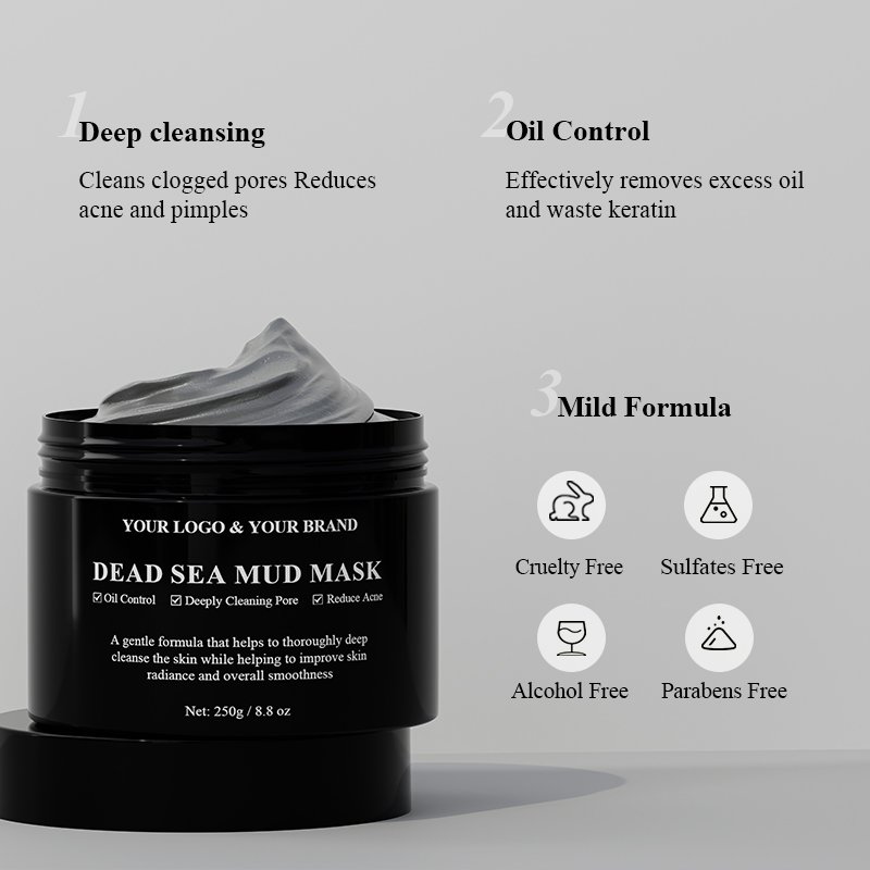 Private Label Skin Care Mascarilla de barro Blackhead Remover Oil Control Dead Sea Clay Face Mask Masque de boue For Face Care