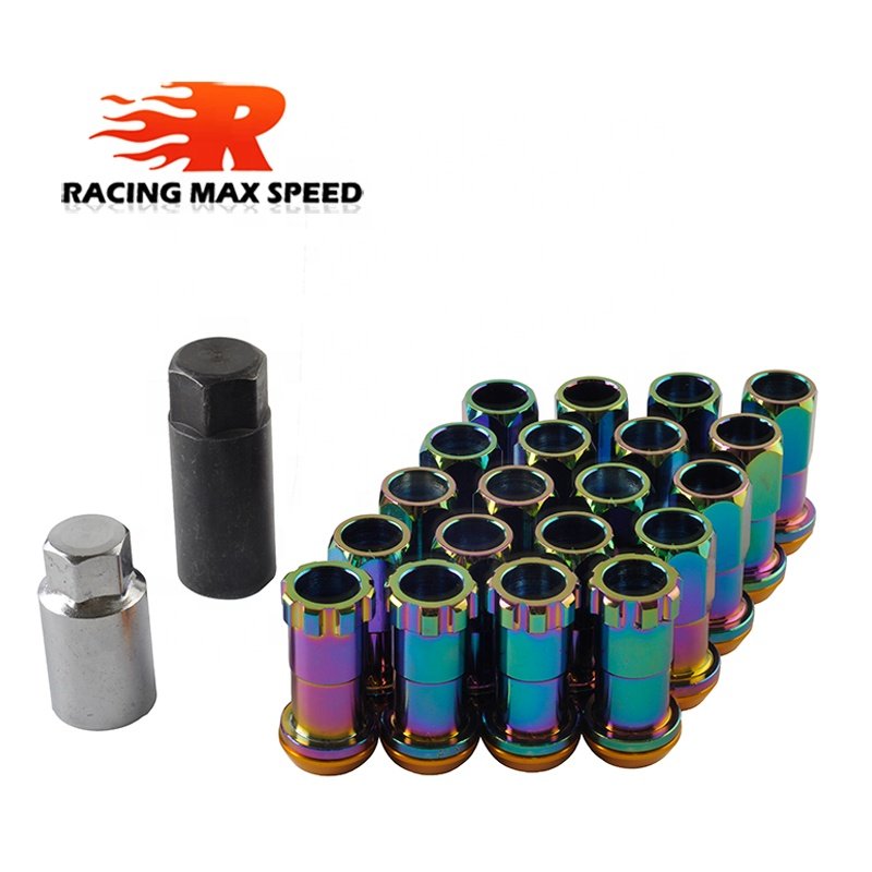 Racing R40 Neo Chrome Steel Lock Anti Theft Wheel Lug Nuts
