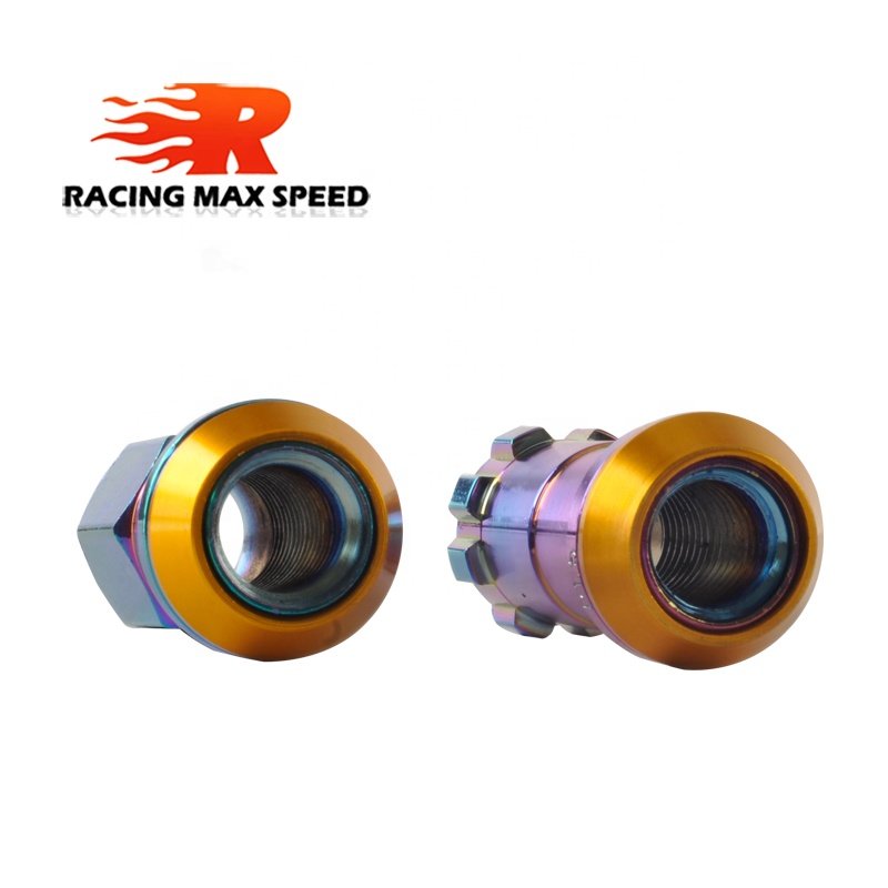 Racing R40 Neo Chrome Steel Lock Anti Theft Wheel Lug Nuts