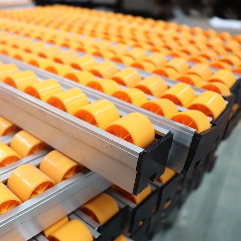 Factory flow plastic wheels aluminium roller track fifo lean pipe rack storage for Lean production line