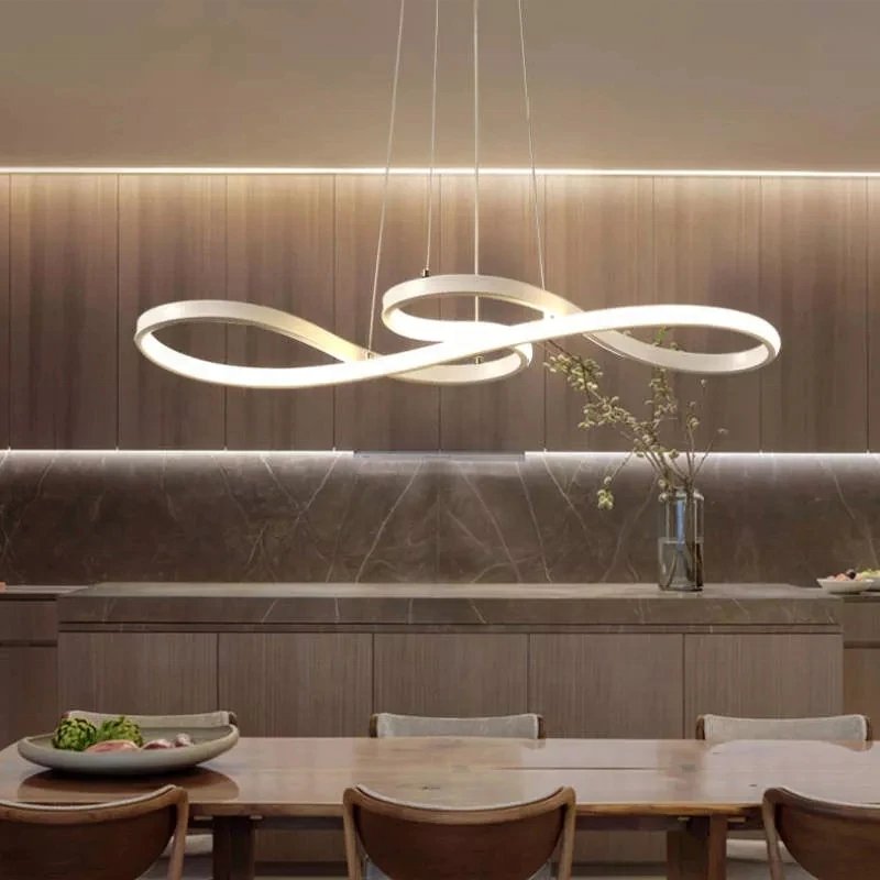 Amelech Modern LED Hanging Light Aluminum Wave Shape Lighting for Dining Table Kitchen living room Pendant Light Lamp Chandelier