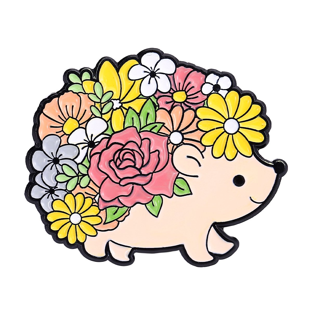Cartoon Animal Hedgehog Brooch Metal Badge Frog Mushroom Flower Aesthetic Artistic Conception Creative Accessory P[in
