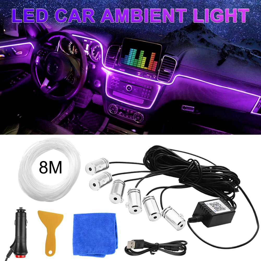 PEL Flexible led fiber optic Light Ambient Interior Decorate Atmosphere Light 12v RGB Car Led Strips App Control Light In Car
