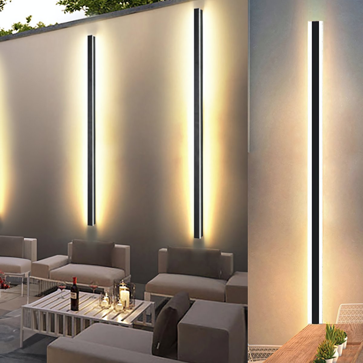 Outdoor Indoor Waterproof IP65 Strip Wall Light Highlight Luxury Landscape Garden Porch LED Wall Light