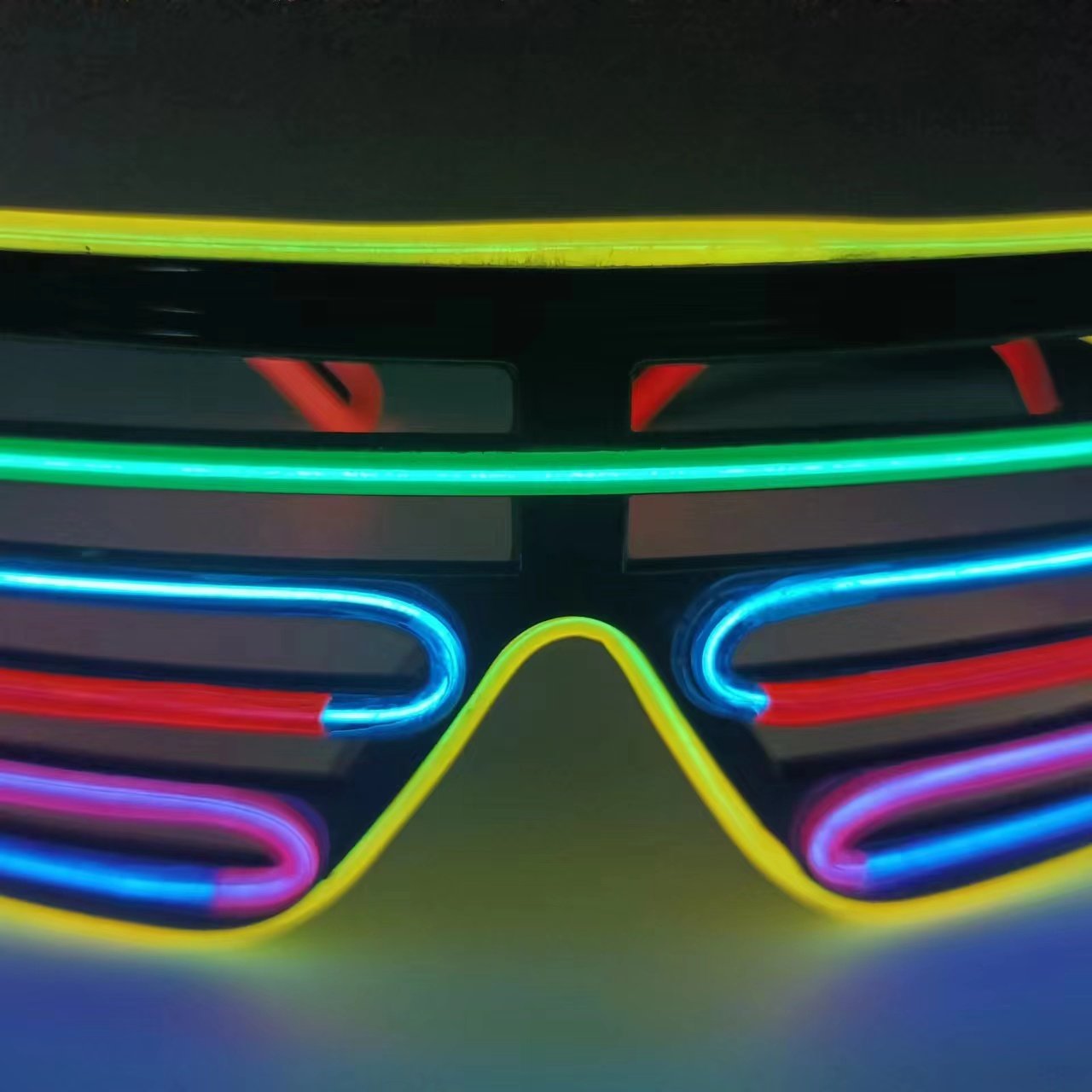 Custom Logo EL Wire Products Neon Rave Glasses Glow Flashing Led Glasses Lighting Multi color Wire Glasses for Party