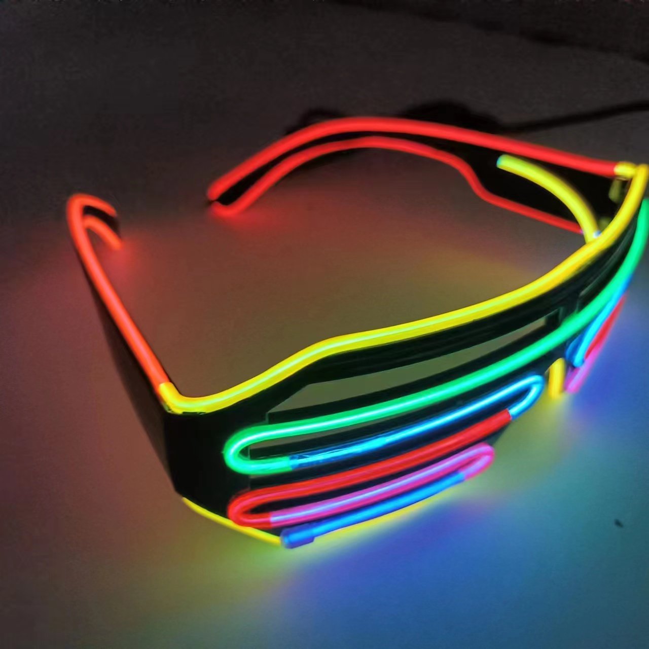 Custom Logo EL Wire Products Neon Rave Glasses Glow Flashing Led Glasses Lighting Multi color Wire Glasses for Party