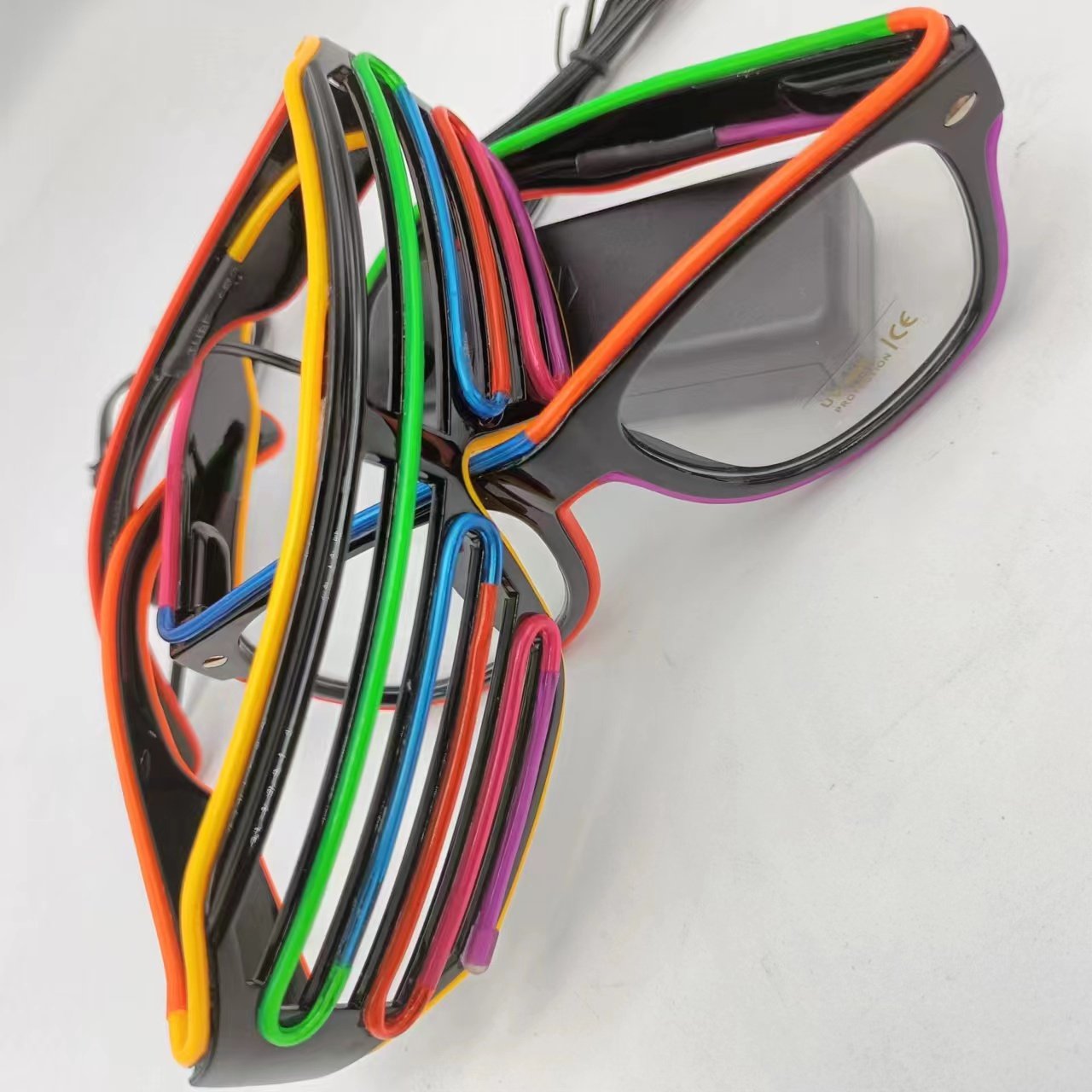 Custom Logo EL Wire Products Neon Rave Glasses Glow Flashing Led Glasses Lighting Multi color Wire Glasses for Party
