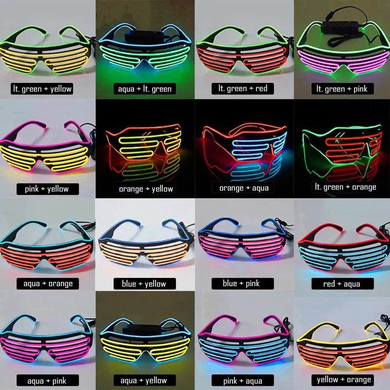 Custom Logo EL Wire Products Neon Rave Glasses Glow Flashing Led Glasses Lighting Multi color Wire Glasses for Party