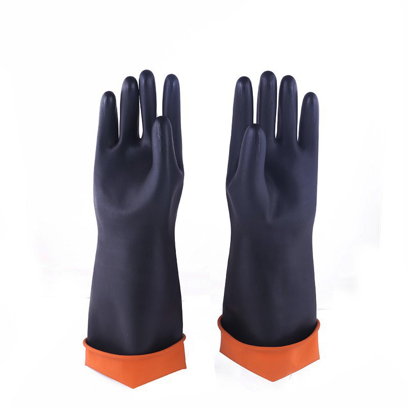 EXACT LONG BLACK OUTER ORANGE INNER HEAVY DUTY LATEX WORKING SUN BRAND INDUSTRIAL RUBBER GLOVES