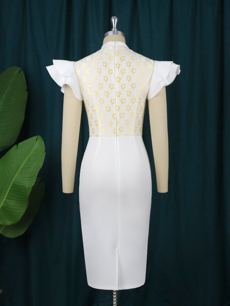 Turkey Ruffles High Waist Elegant Classy Female Ladies Date Out A line Robes Women Office Party Dress