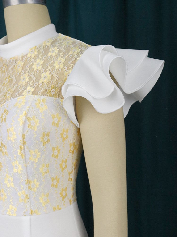 Turkey Ruffles High Waist Elegant Classy Female Ladies Date Out A line Robes Women Office Party Dress