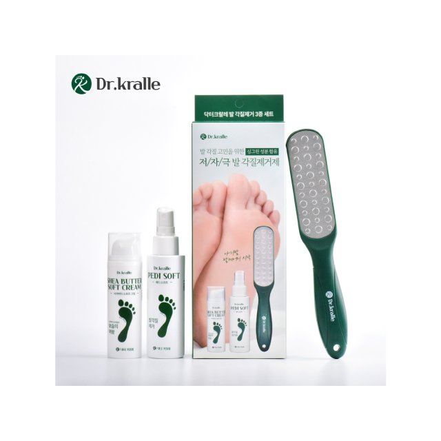 Made in Korea Product Top Selling Dr. kralle 3 piece Foot exfoliator kit foot spray foot file heal balm soft moist home care