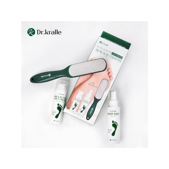 Made in Korea Product Top Selling Dr. kralle 3 piece Foot exfoliator kit foot spray foot file heal balm soft moist home care