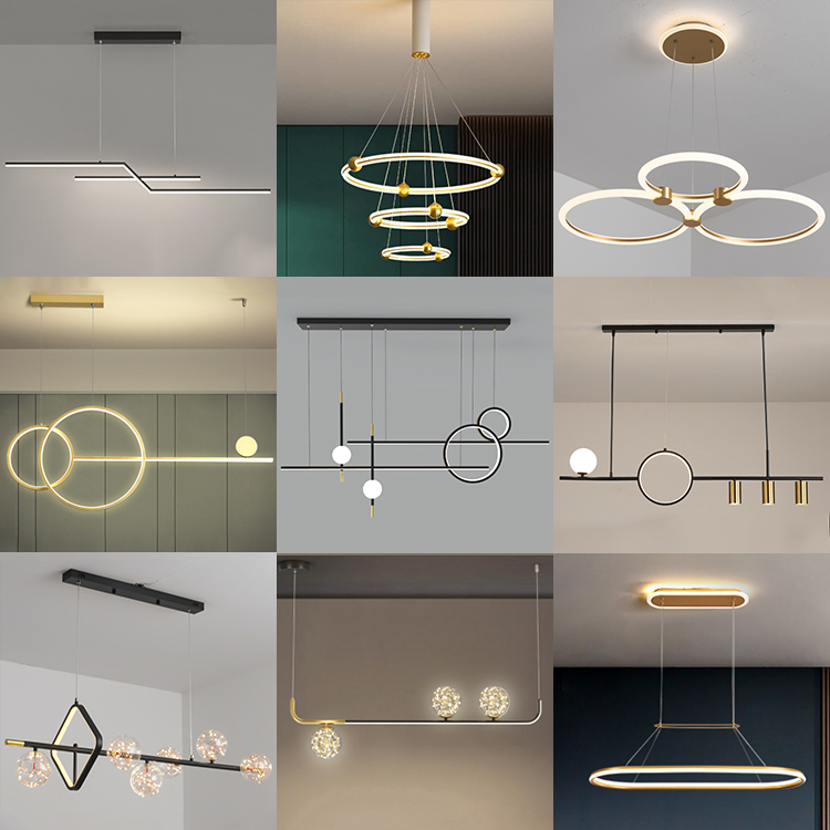 ECOJAS Acrylic Modern Pendant Lights Crystal Ceiling Led Chandelier Gold Design Aluminum Simple Iron + Crystal + Acrylic 80 4.6