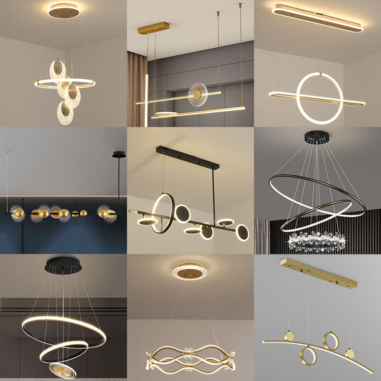 ECOJAS Acrylic Modern Pendant Lights Crystal Ceiling Led Chandelier Gold Design Aluminum Simple Iron + Crystal + Acrylic 80 4.6
