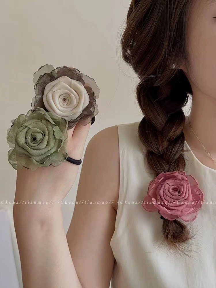 Korea Cute Rose Flower Ganchos Para El Cabello Hair Clip Niche Temperament Half-tied Hair Accessories