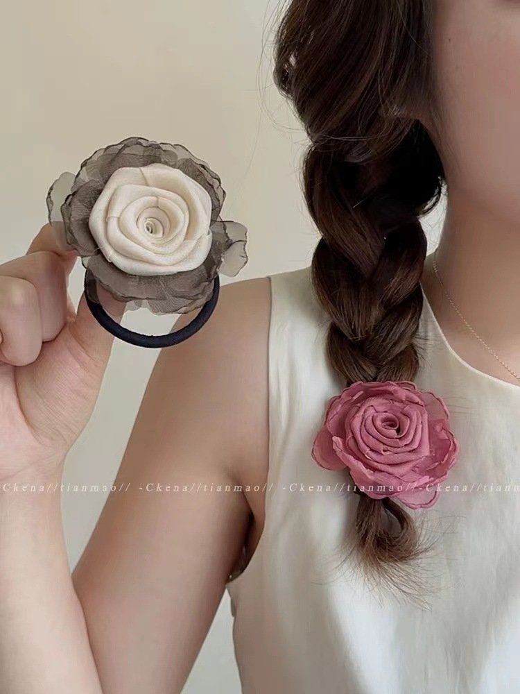 Korea Cute Rose Flower Ganchos Para El Cabello Hair Clip Niche Temperament Half-tied Hair Accessories