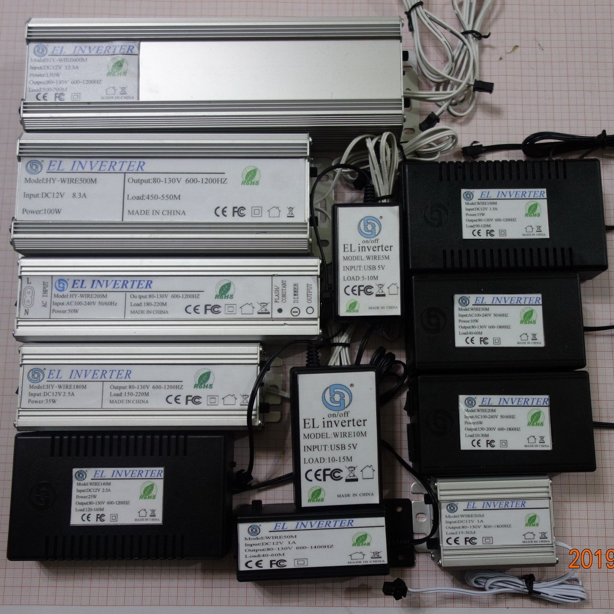 High Quality DC/AC Silver/Black case 100m el wire invert EL Wire Inverter