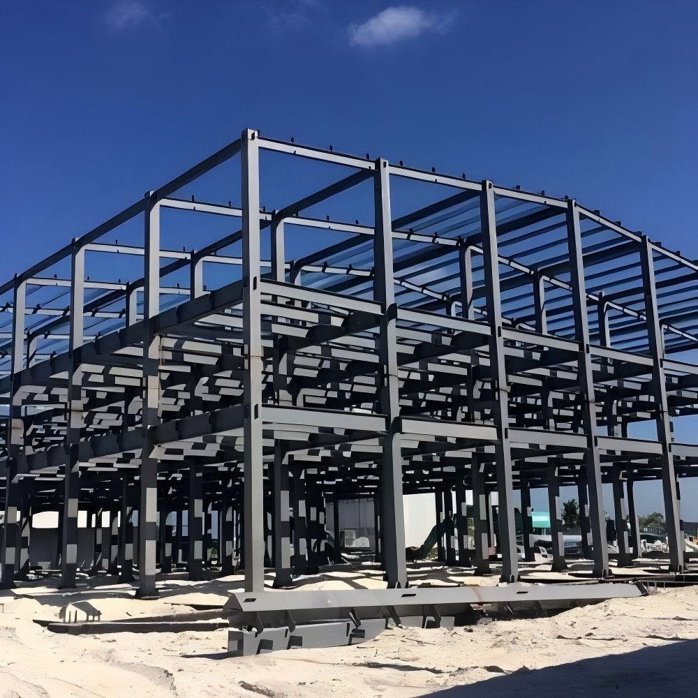 Prefabricated steel structure showroom exhibition hall With glass curtain wall