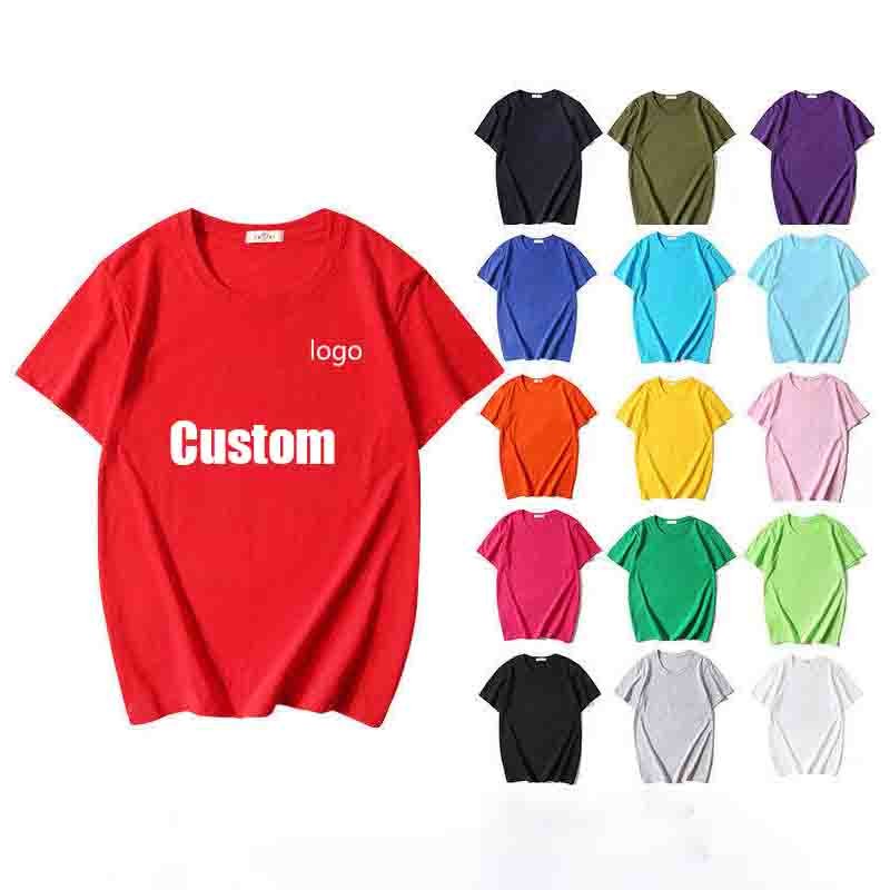 New men's basic cotton pure color loose T-shirt round neck shirt can be customized logo t shirts manufacturers china