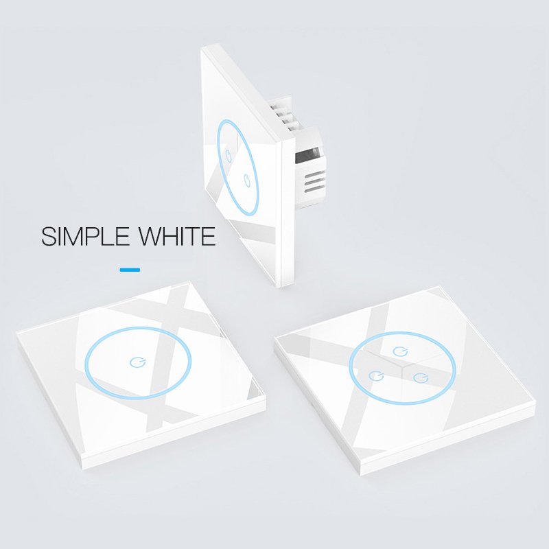Smart home products switches controllers 1 gang 2 way tempered glass light switch witch sockets group outlet