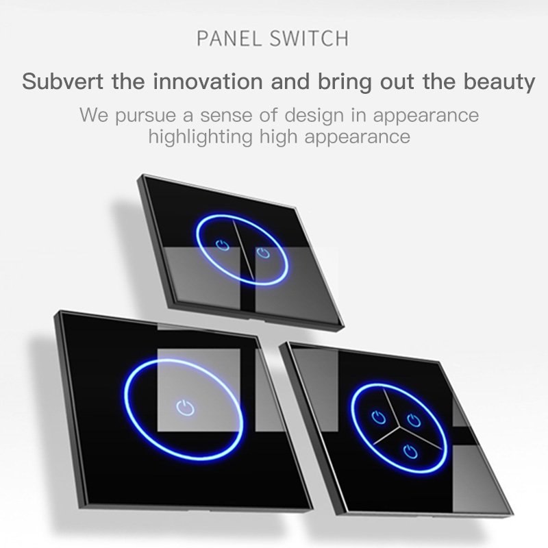 Smart home products switches controllers 1 gang 2 way tempered glass light switch witch sockets group outlet