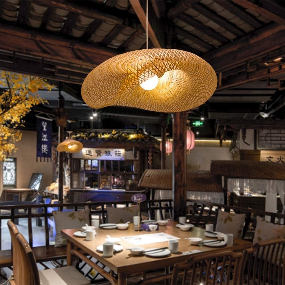 Top Sale Product Bamboo Jute Corn Husk Woven Lampshade Safe Ecofrienly Restaurant Hotel Decor