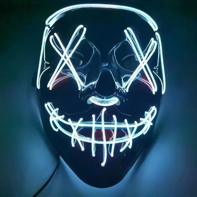 2024 El Light Up Led Mask Colorful Dark Light Up Mask Costume Halloween Cosplay Costume Party Led El Wire Glowing Face Mask