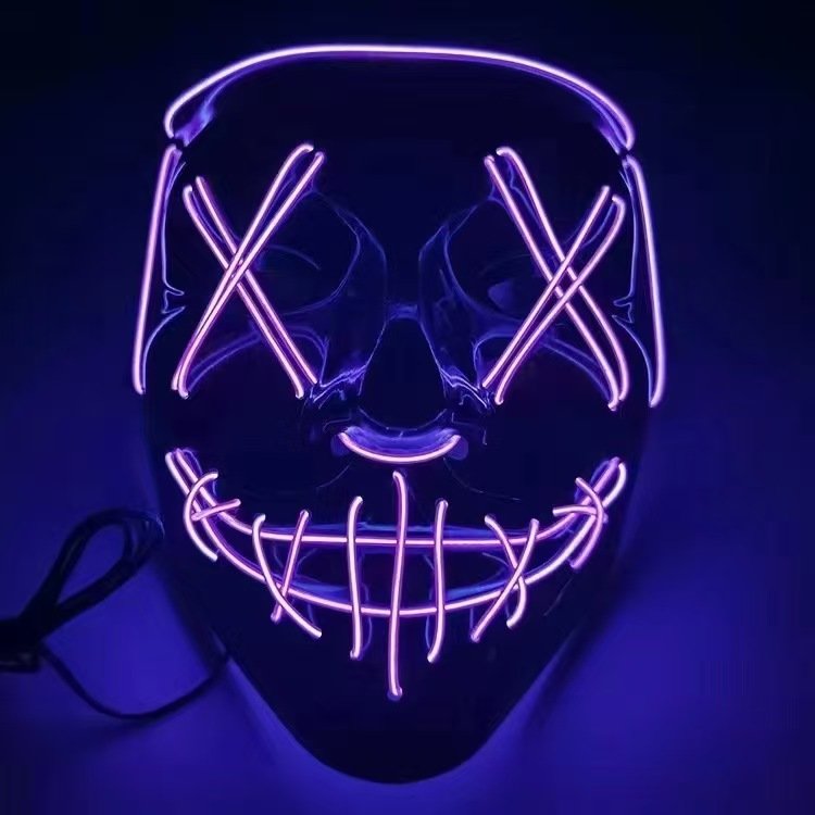 2024 El Light Up Led Mask Colorful Dark Light Up Mask Costume Halloween Cosplay Costume Party Led El Wire Glowing Face Mask