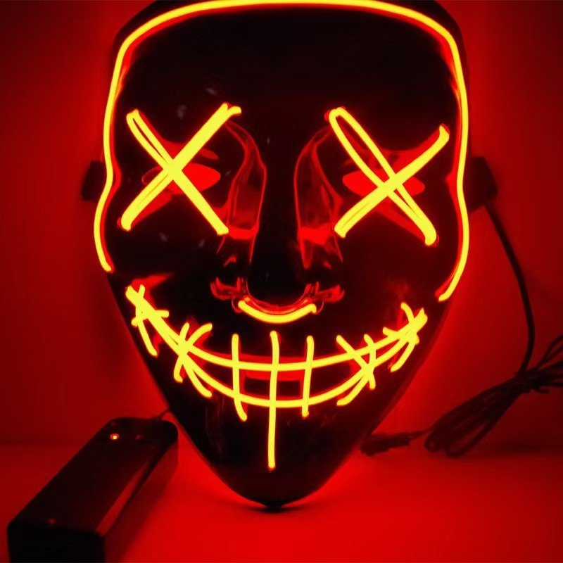 2024 El Light Up Led Mask Colorful Dark Light Up Mask Costume Halloween Cosplay Costume Party Led El Wire Glowing Face Mask